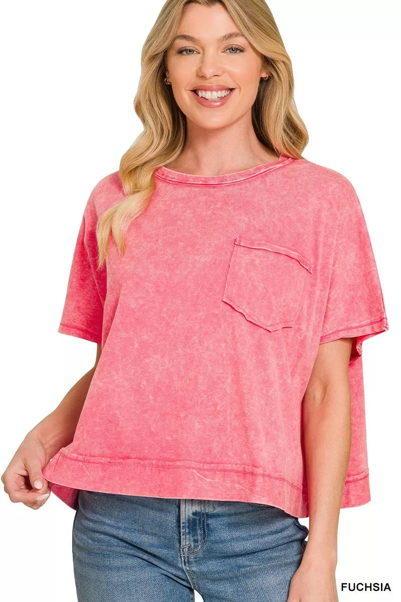 zenana-acid-washed-round-neck-short-sleeve-oversized-t-shirt-1 image 2