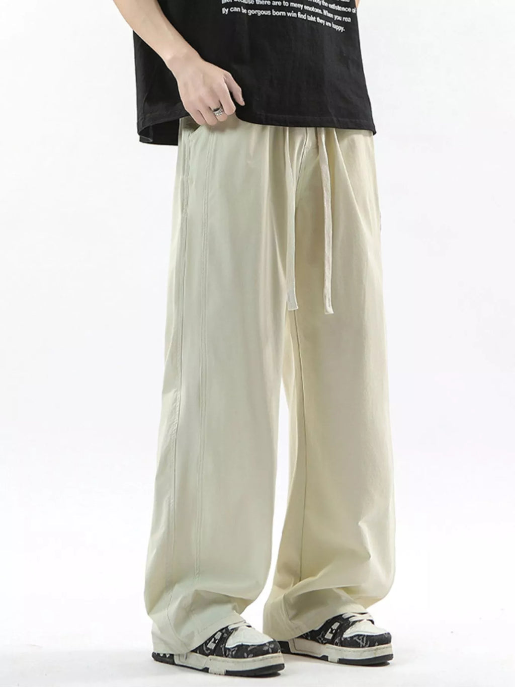 Men's Full Size Loose Fit Drawstring Wide Leg Pants Plus Size | Tampa Bay Discounts