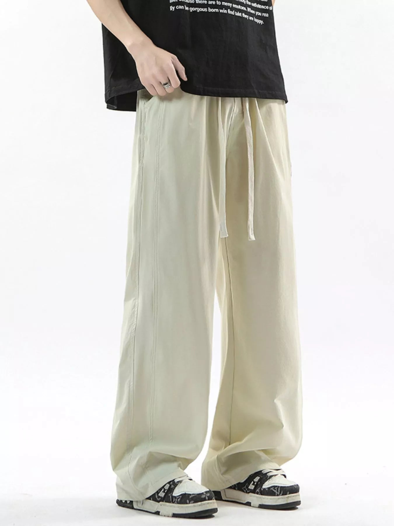 Men's Full Size Loose Fit Drawstring Wide Leg Pants Plus Size | Tampa Bay Discounts
