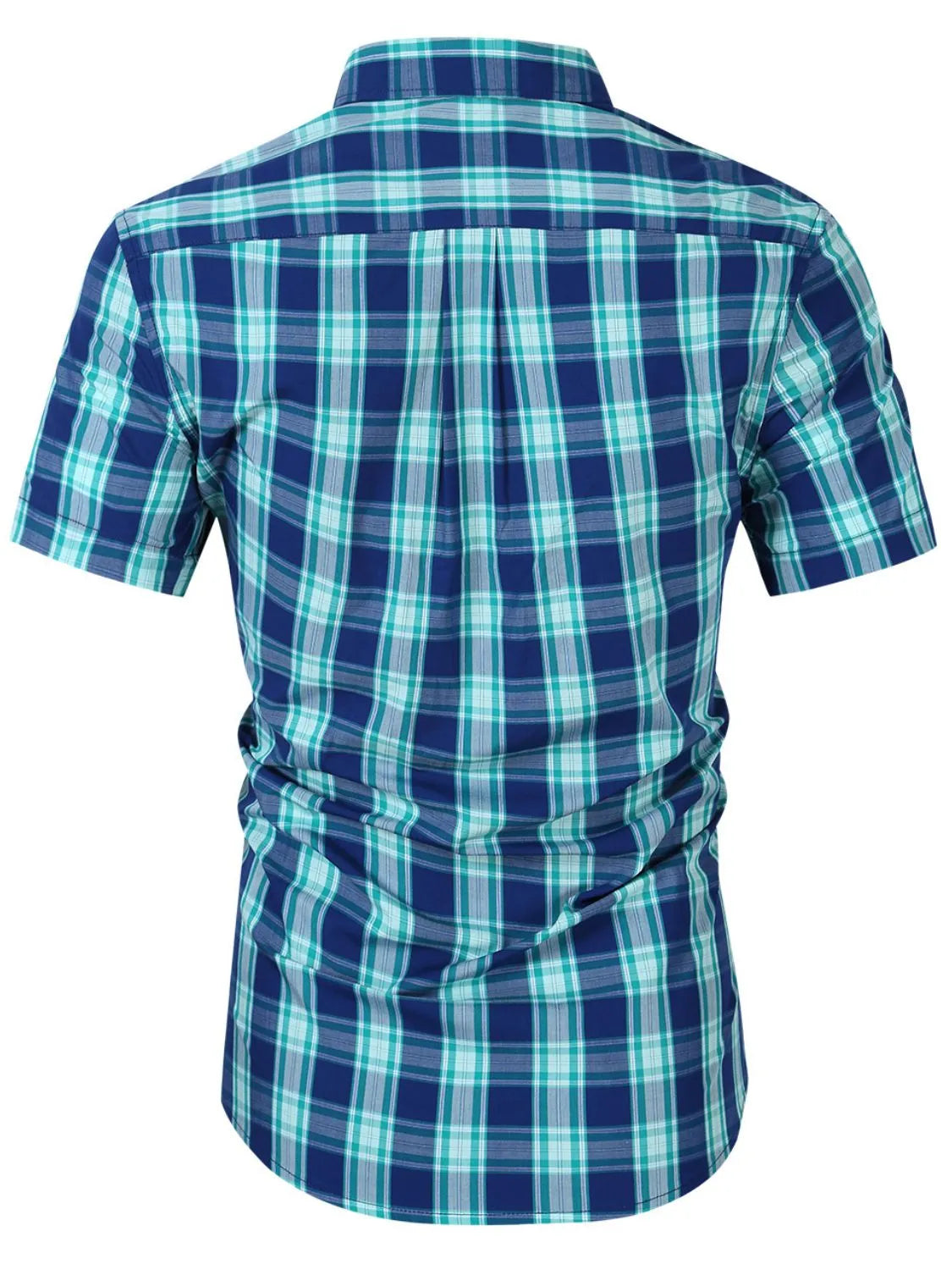 Men's Plaid Collared Neck Short Sleeve Shirt | Tampa Bay Discounts