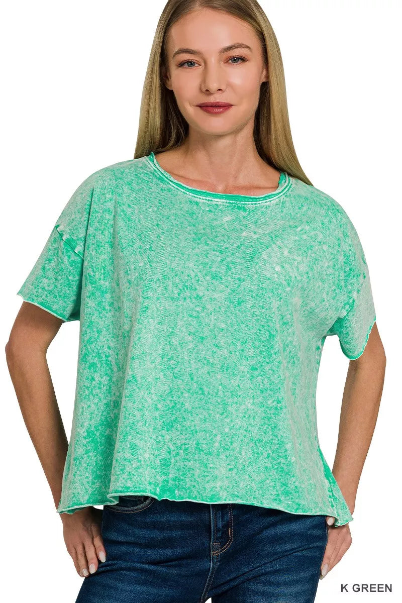 zenana-halo-washed-cotton-short-sleeve-top-1 image 1