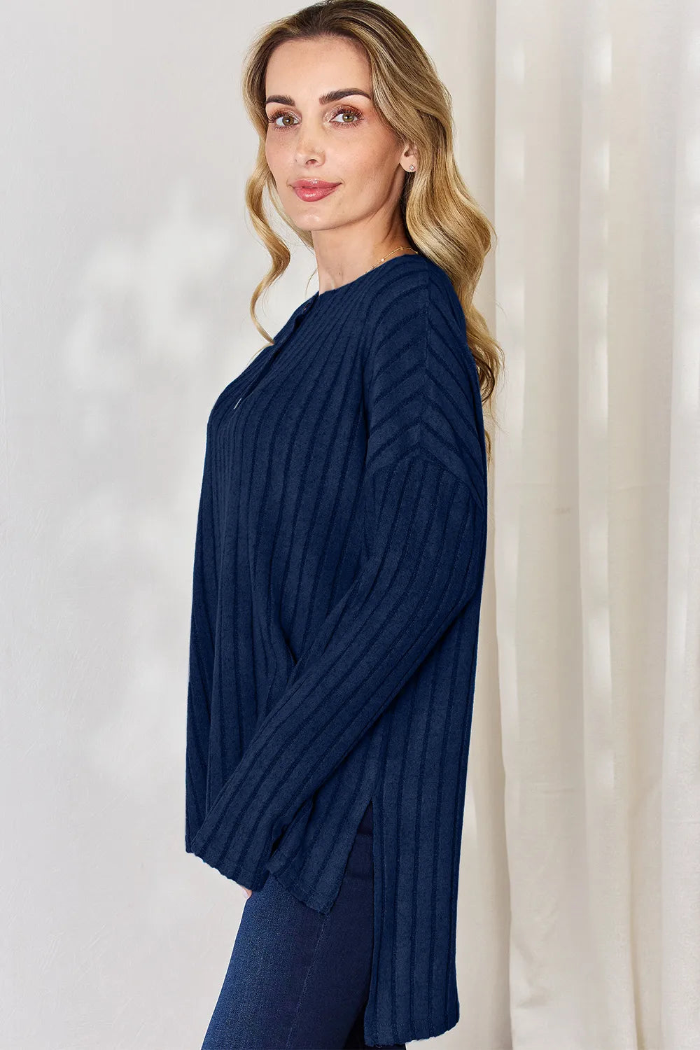 basic-bae-full-size-ribbed-half-button-long-sleeve-high-low-t-shirt image 30
