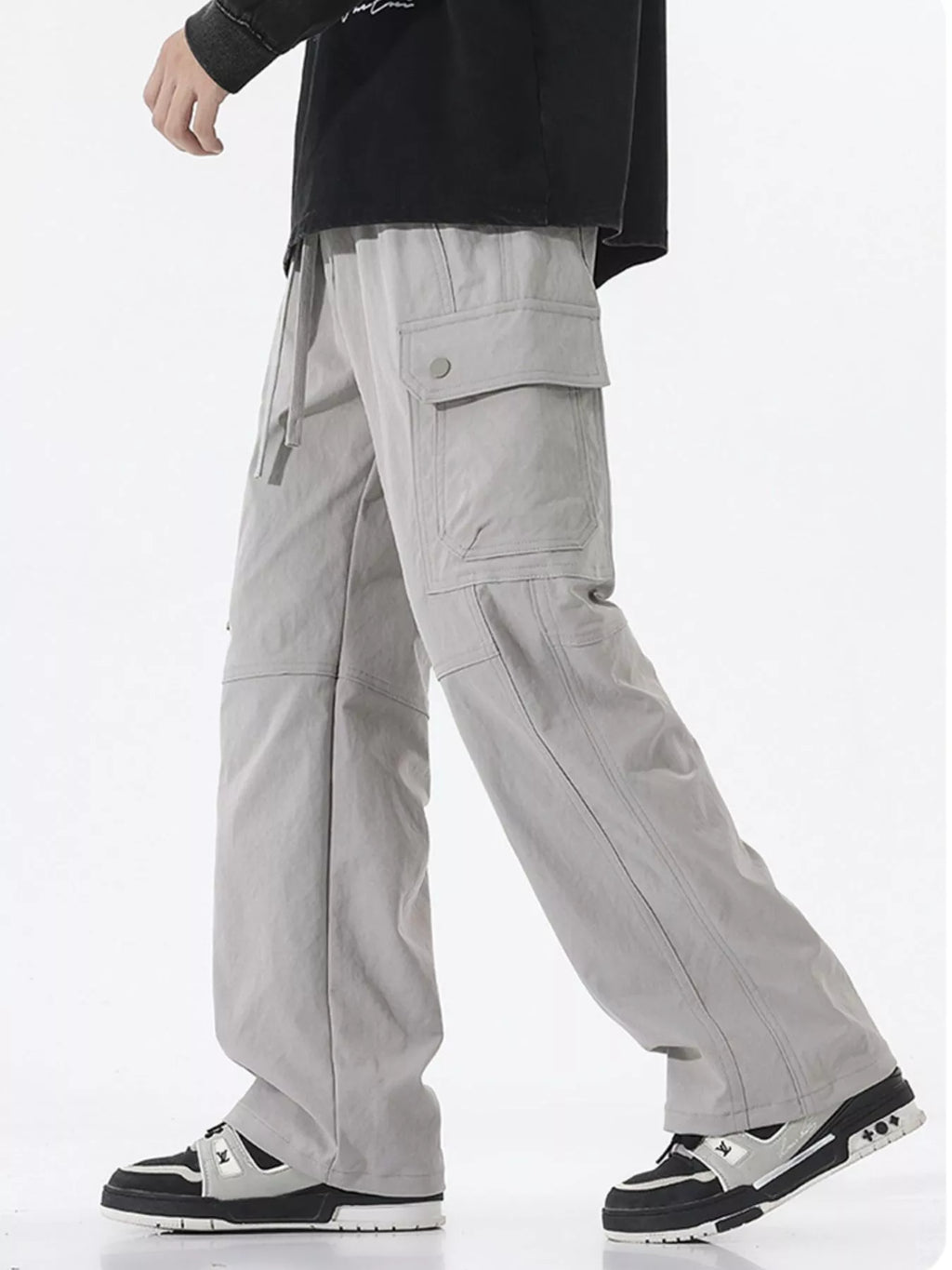 Men's Full Size Drawstring Cargo Wide Leg Pants Plus Size | Tampa Bay Discounts
