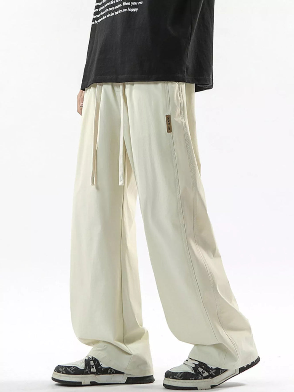 Men's Full Size Loose Fit Drawstring Wide Leg Pants Plus Size | Tampa Bay Discounts
