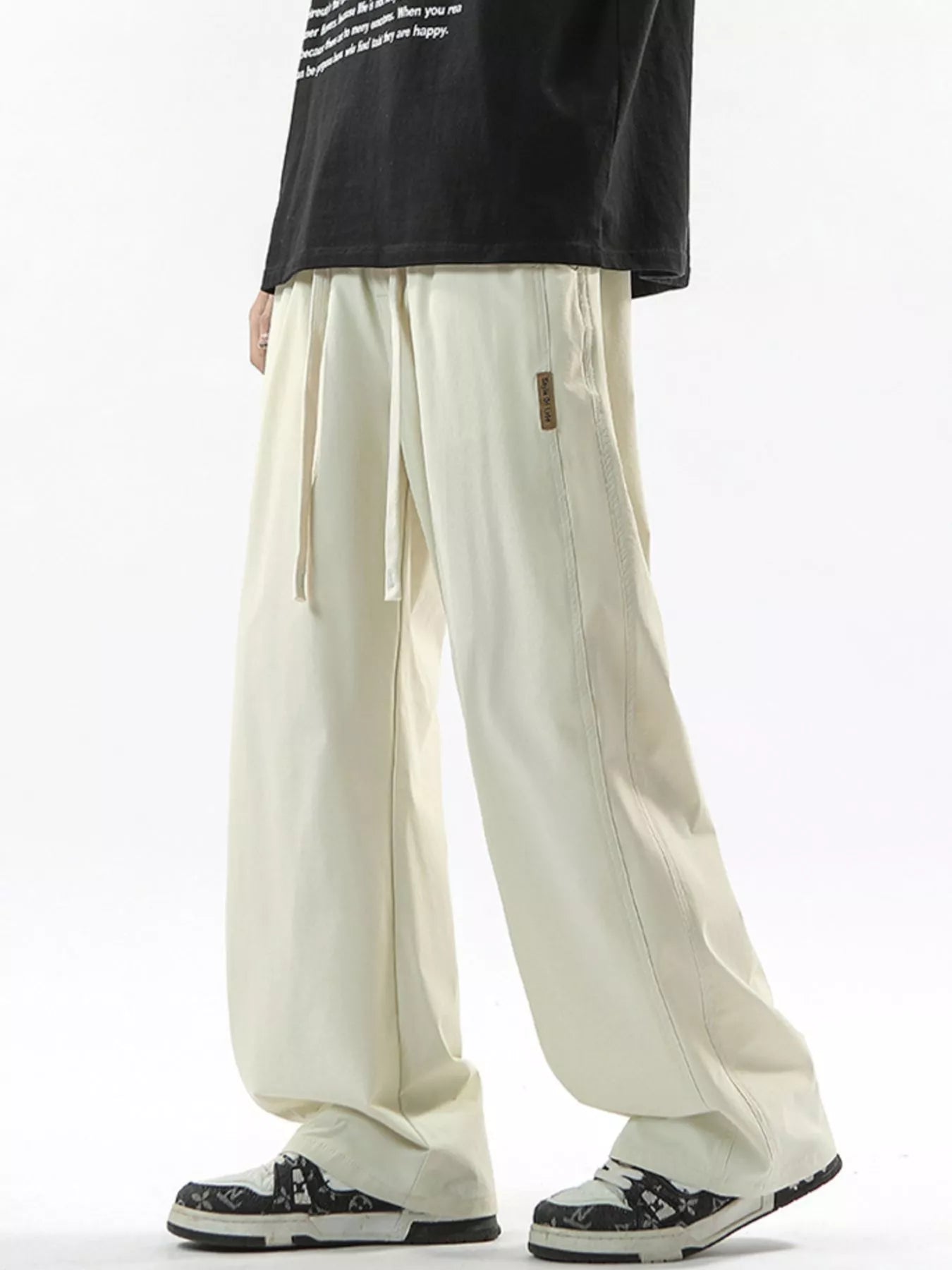 Men's Full Size Loose Fit Drawstring Wide Leg Pants Plus Size | Tampa Bay Discounts