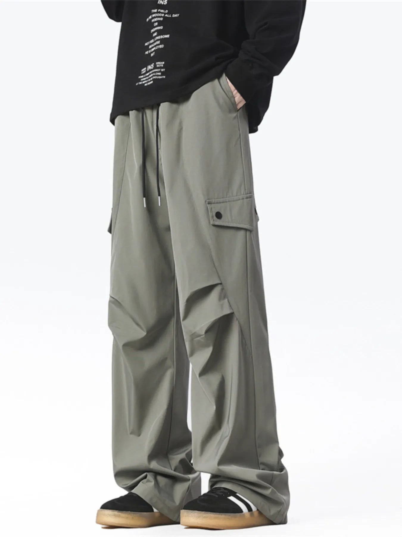 Men's Plus Size Drawstring Wide Leg Cargo Pants | Tampa Bay Discounts