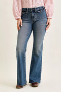judy-blue-mid-rise-flare-jeans-with-front-flap-pockets Image 1