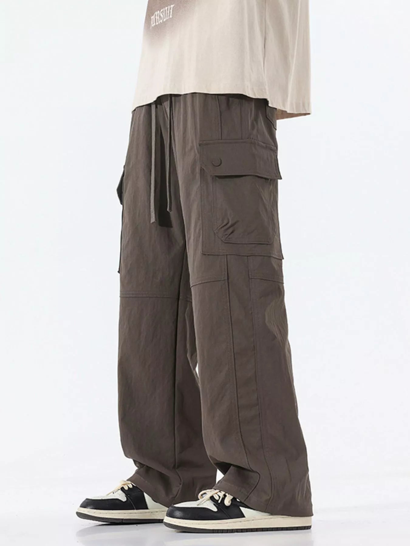 Men's Full Size Drawstring Cargo Wide Leg Pants Plus Size | Tampa Bay Discounts