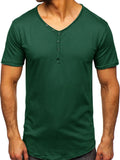 Men's V-Neck Henley Polo T-Shirt | Tampa Bay Discounts
