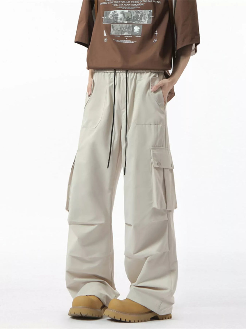 Men's Full Size Drawstring Loose Fit Cargo Pants Plus Size | Tampa Bay Discounts