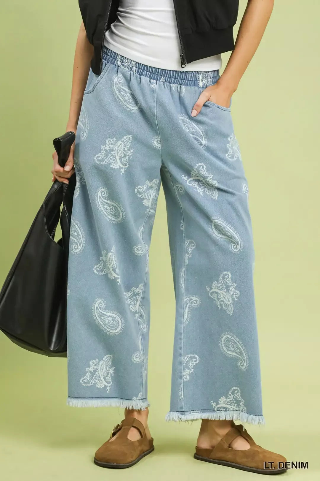 umgee-denim-paisley-wide-leg-pants-1 Image 1