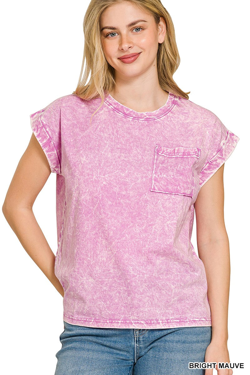 zenana-full-size-crinkle-washed-round-neck-folded-short-sleeve-tee-plus-size-2 image 1