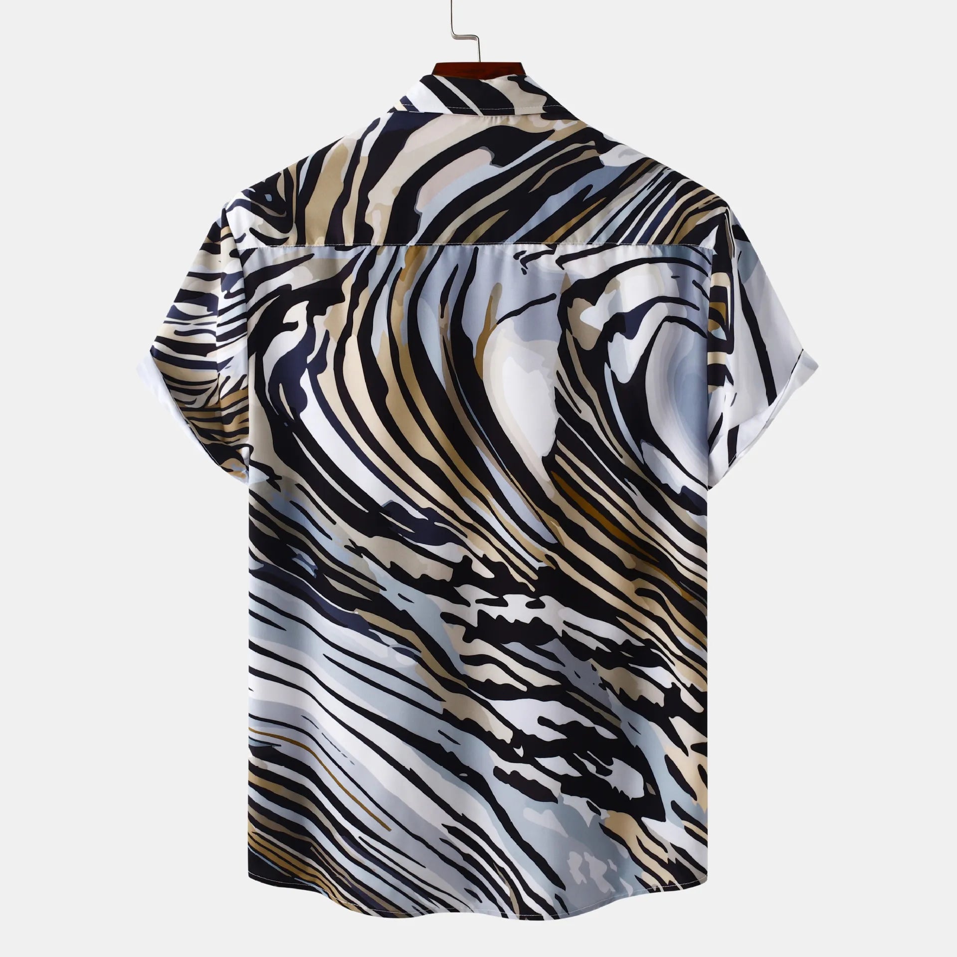 Men's Plus Size Abstract Tiger Print Short Sleeve Button-Up Shirt | Tampa Bay Discounts