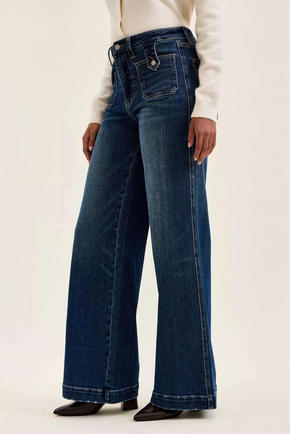 judy-blue-high-waist-lux-retro-wide-jeans-with-front-patch-tab-closure-dk-fade-indigo Image 3