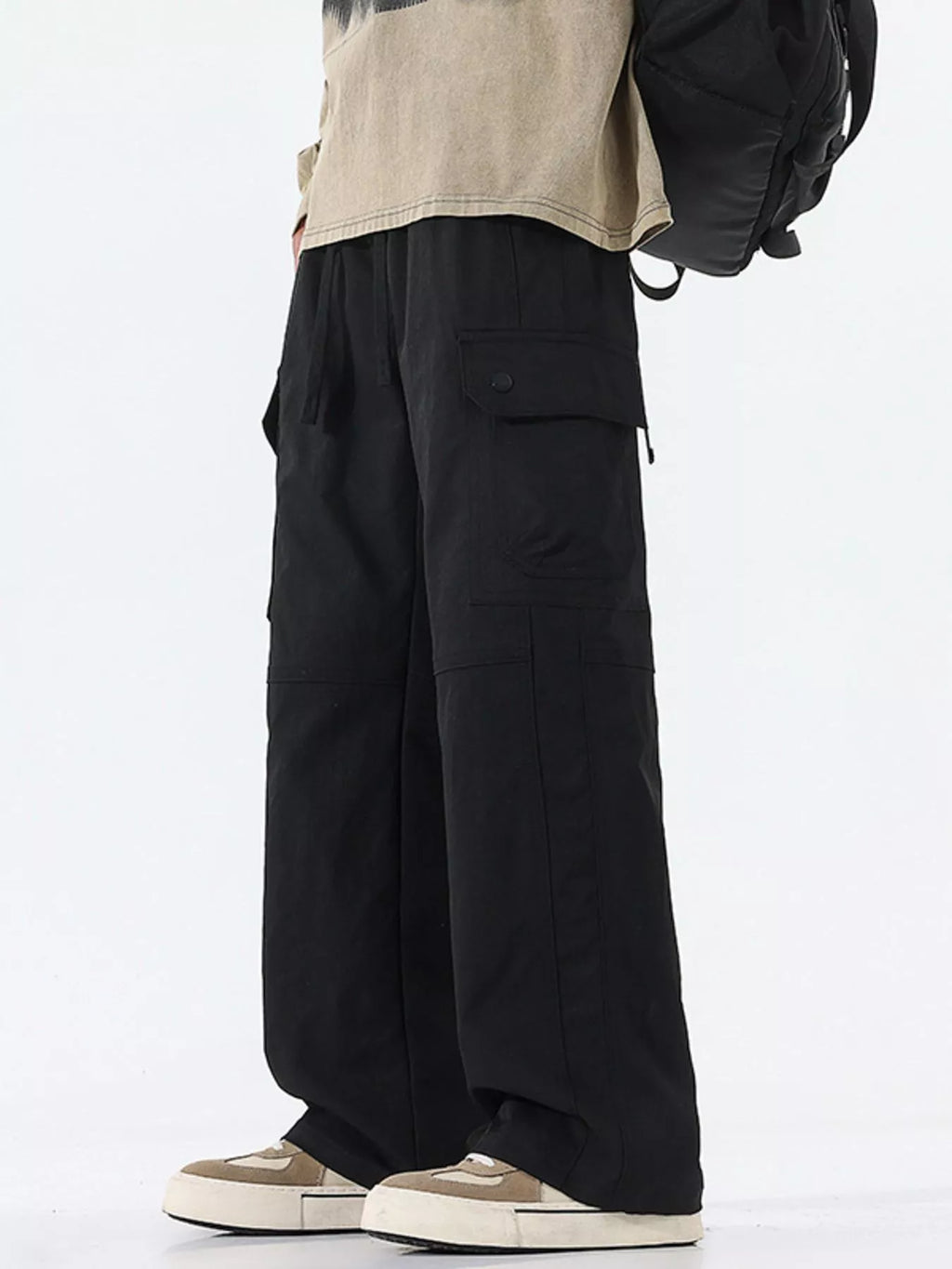 Men's Full Size Drawstring Cargo Wide Leg Pants Plus Size | Tampa Bay Discounts