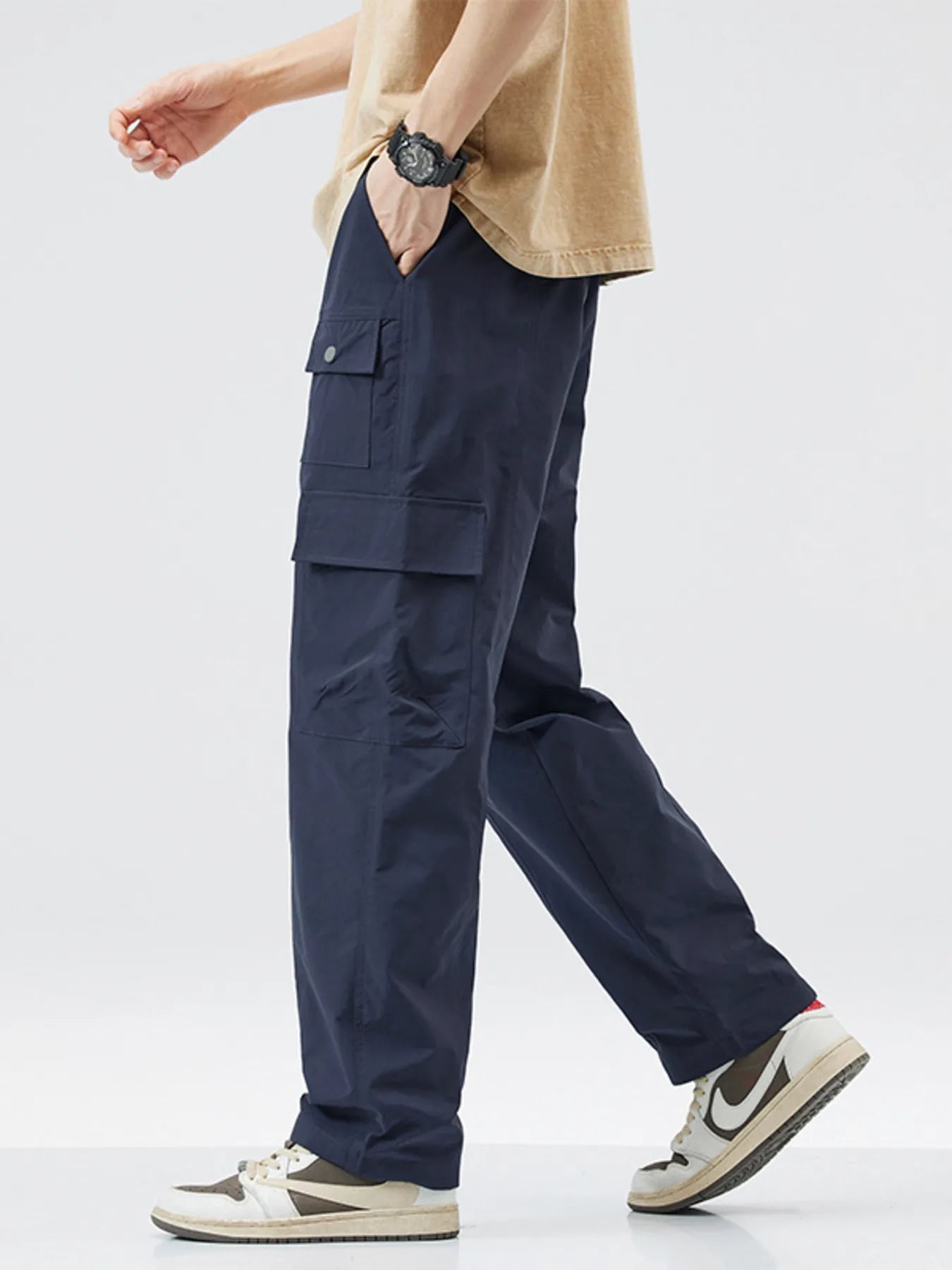 Men's Full Size Relaxed Fit Cargo Pants with Drawstring Plus Size | Tampa Bay Discounts