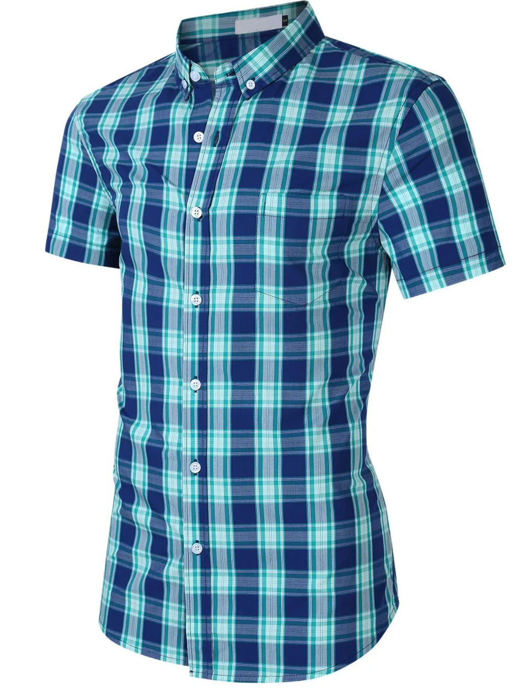 Men's Plaid Collared Neck Short Sleeve Shirt | Tampa Bay Discounts