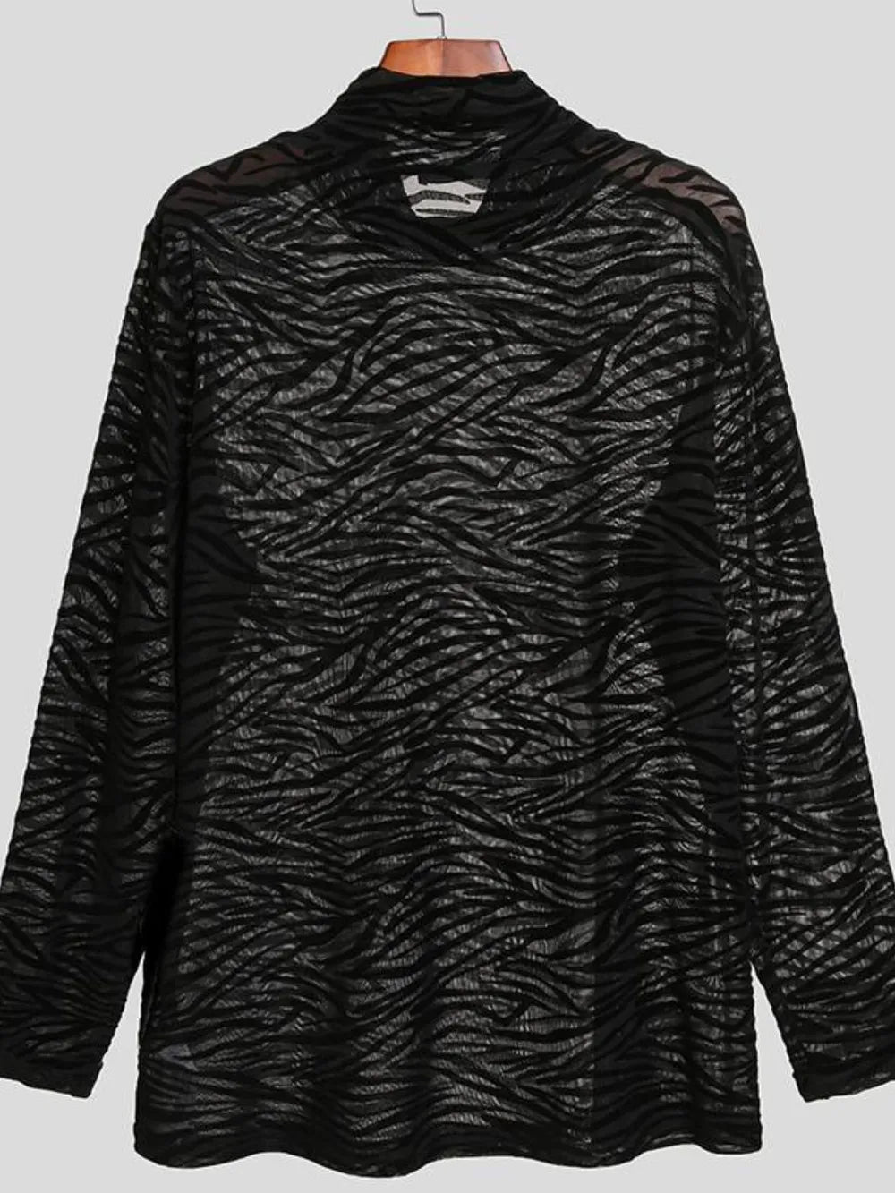 Men's Zebra Print Mock Neck Long Sleeve Mesh Top | Tampa Bay Discounts