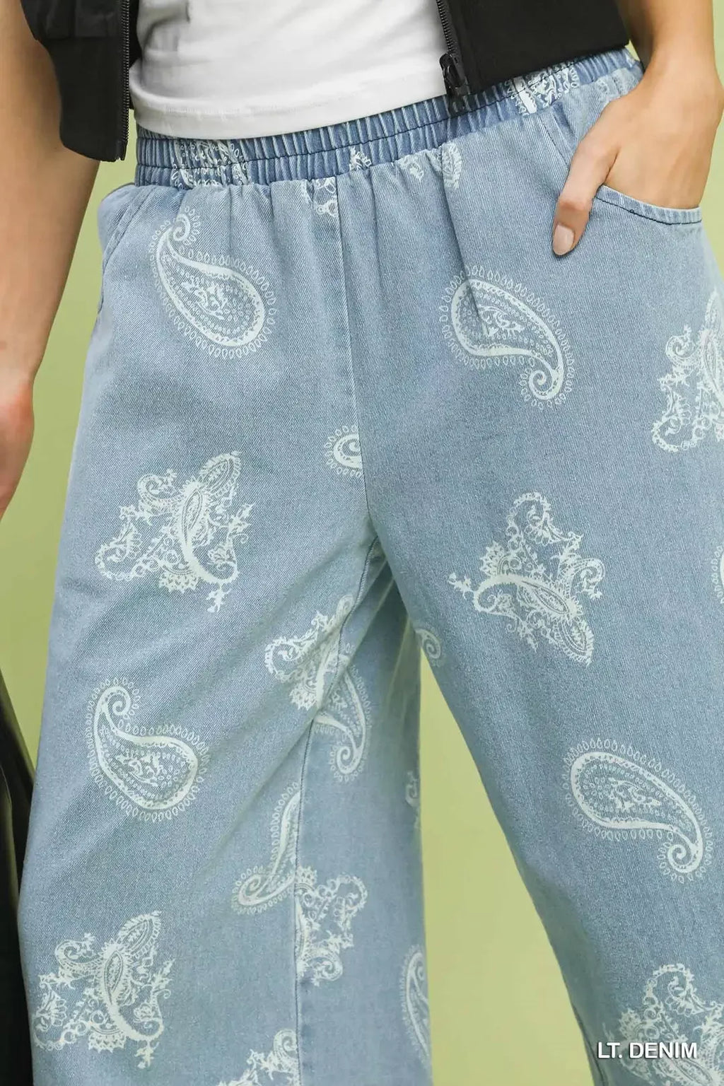 umgee-denim-paisley-wide-leg-pants-1 Image 4