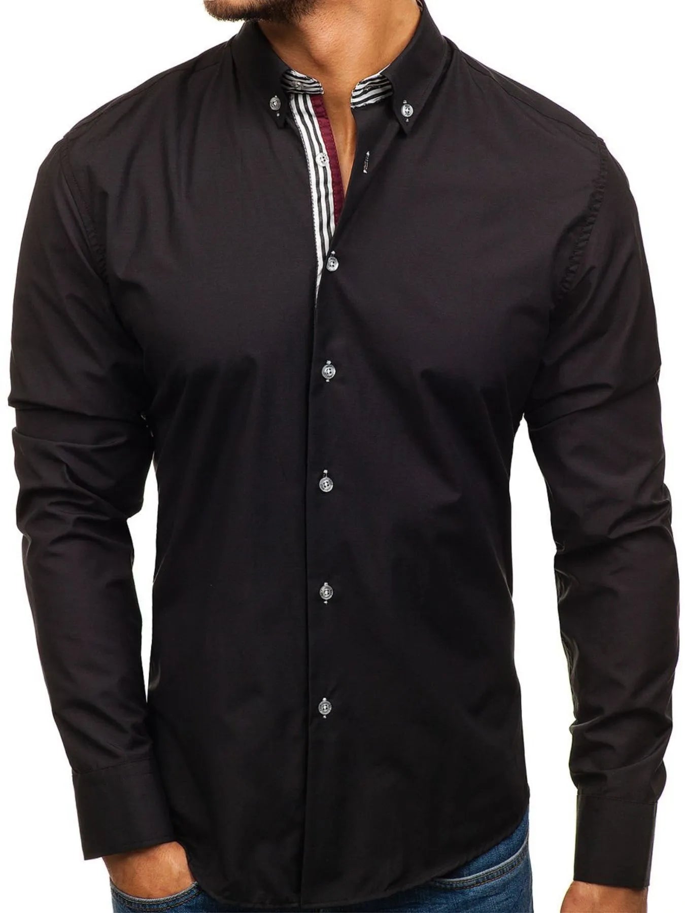 Men's Button-Down Shirt with Striped Detail | Tampa Bay Discounts
