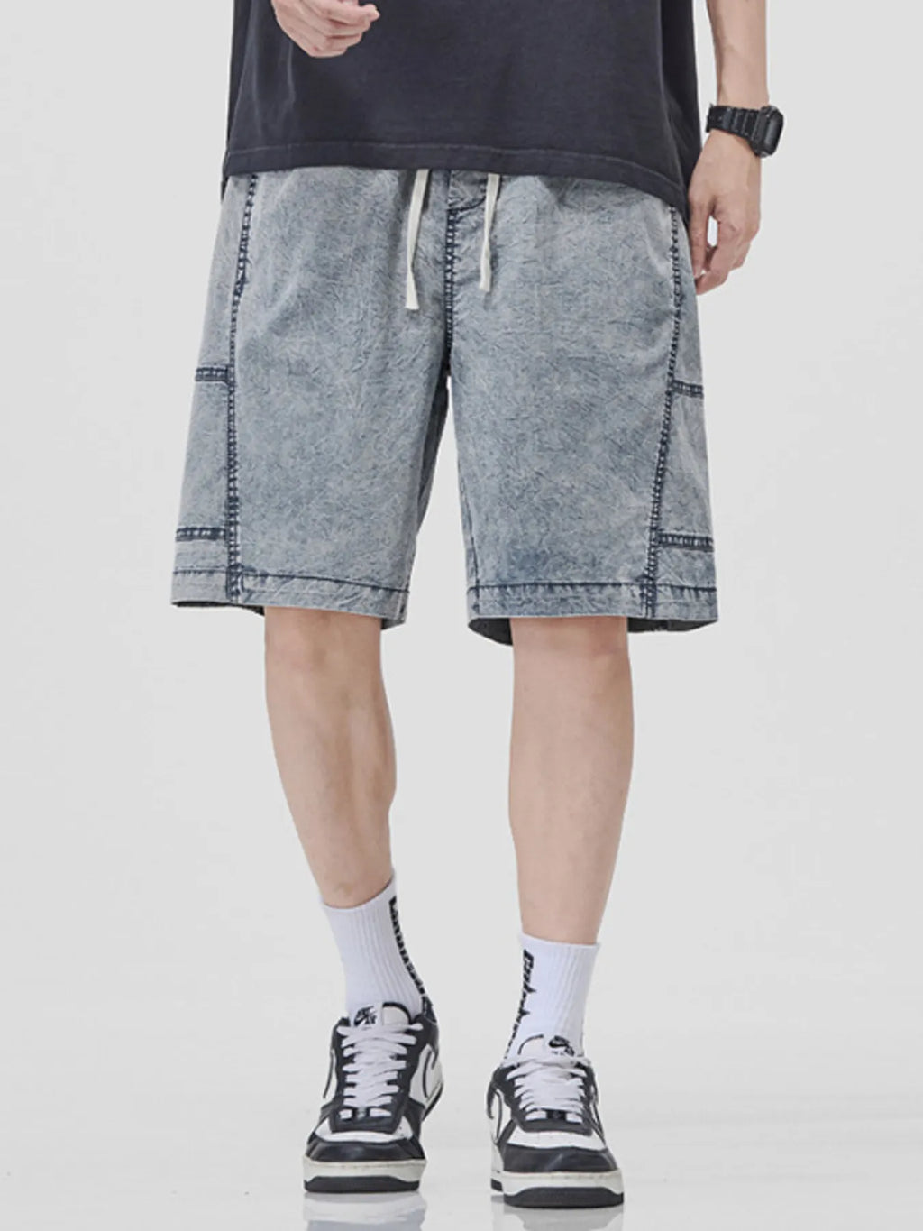 Men's Plus Size Drawstring Washed Denim Shorts | Tampa Bay Discounts