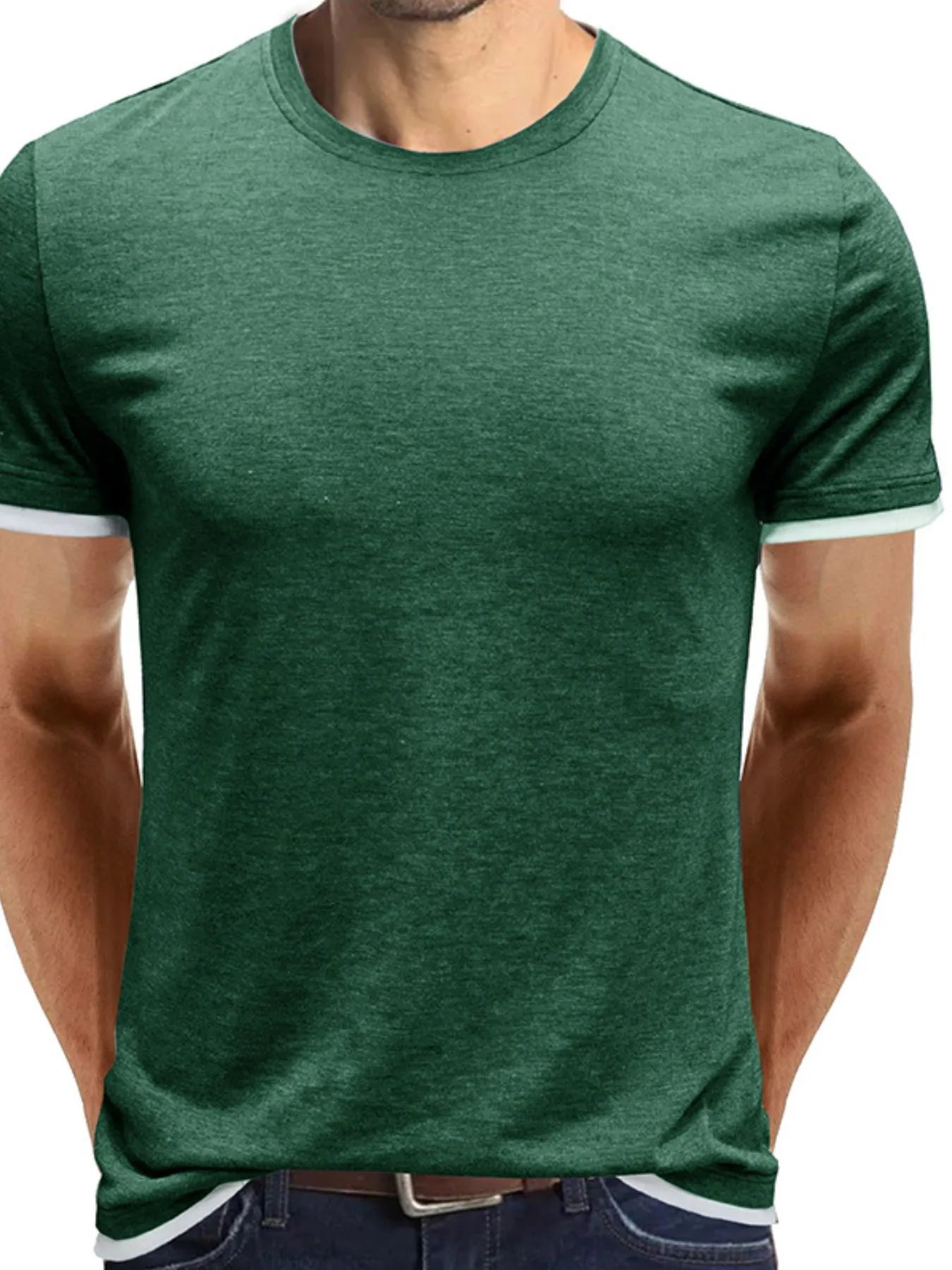 Men‘s Classic Contrast Trim Crew Neck T-Shirt | Tampa Bay Discounts