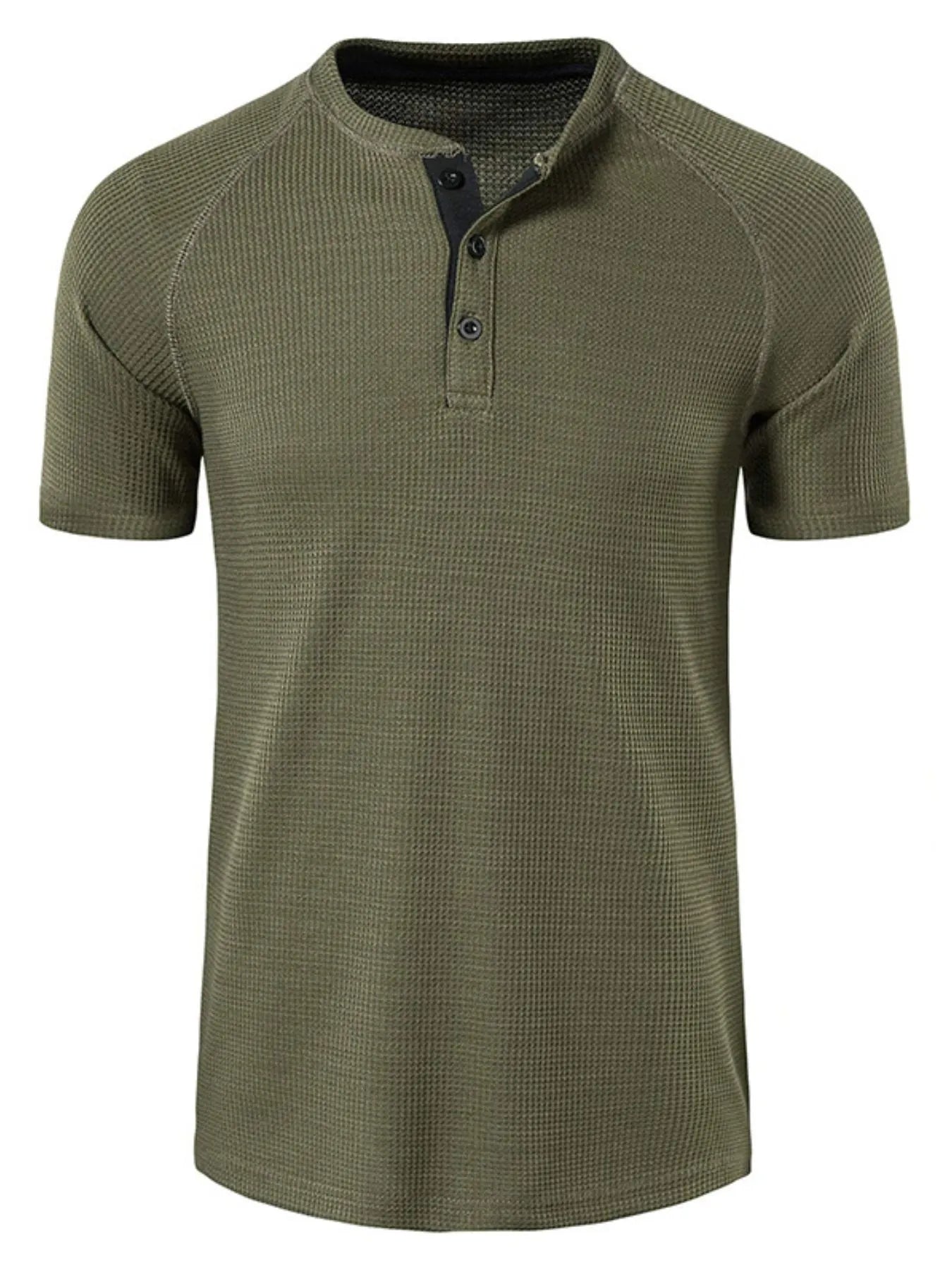 Men's Casual Waffle Knit Henley T-Shirt | Tampa Bay Discounts