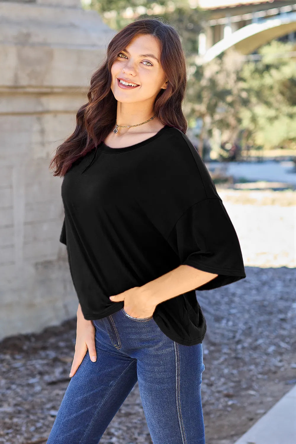 basic-bae-bamboo-full-size-round-neck-drop-shoulder-t-shirt image 13