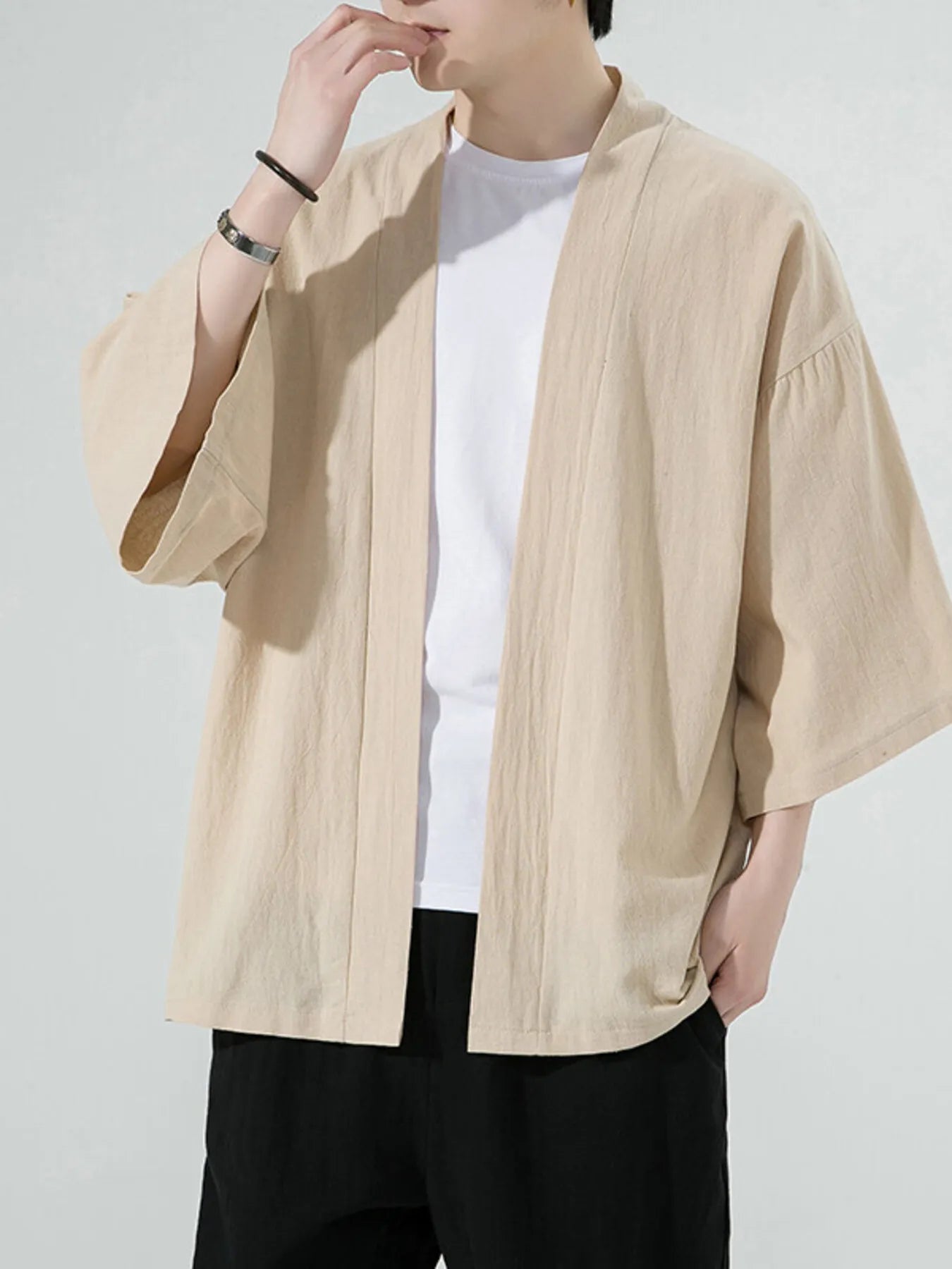 Men's Plus Size Open Front 3/4 Sleeve Cover Up | Tampa Bay Discounts