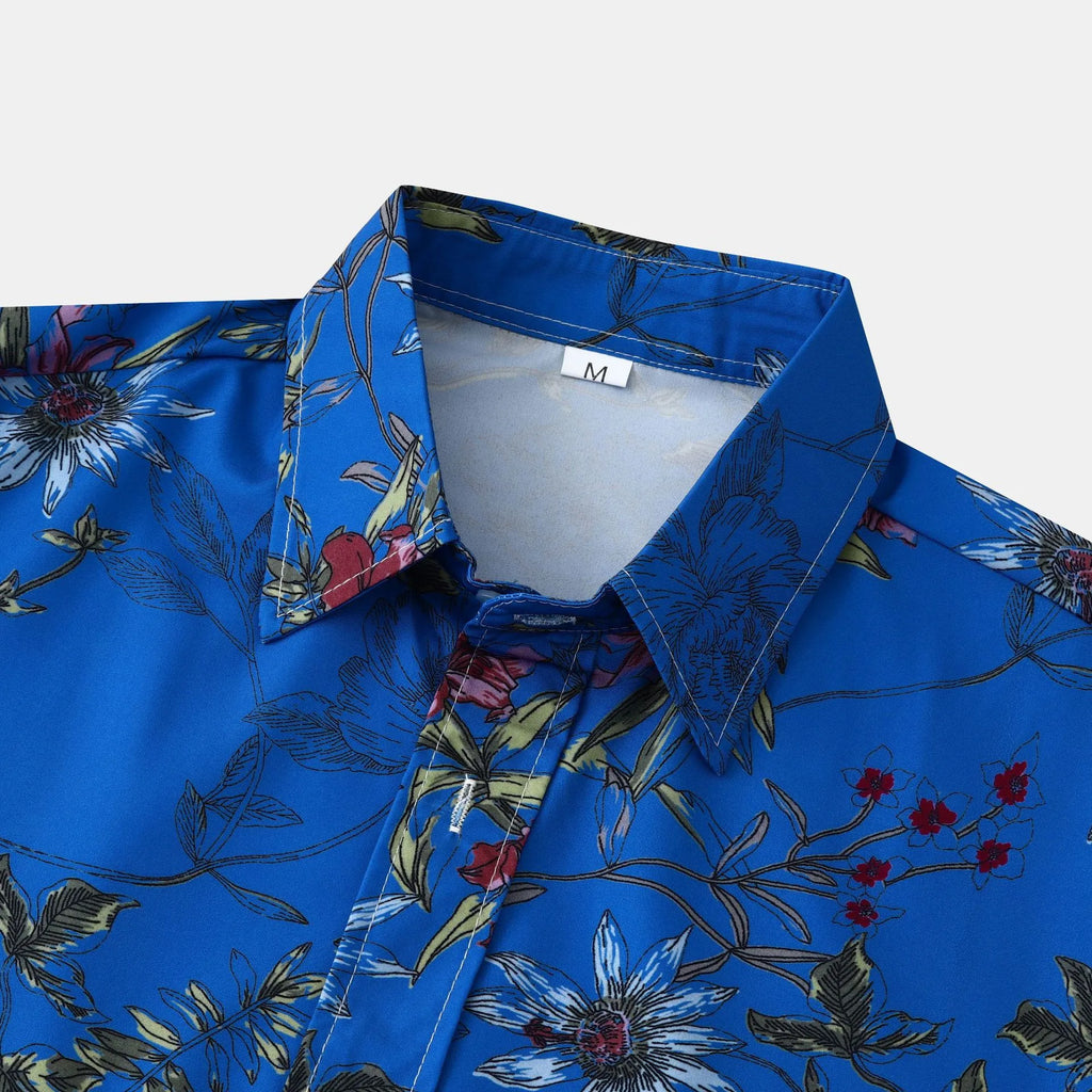 Men's Plus Size Floral Print Short Sleeve Button Down Casual Shirt | Tampa Bay Discounts