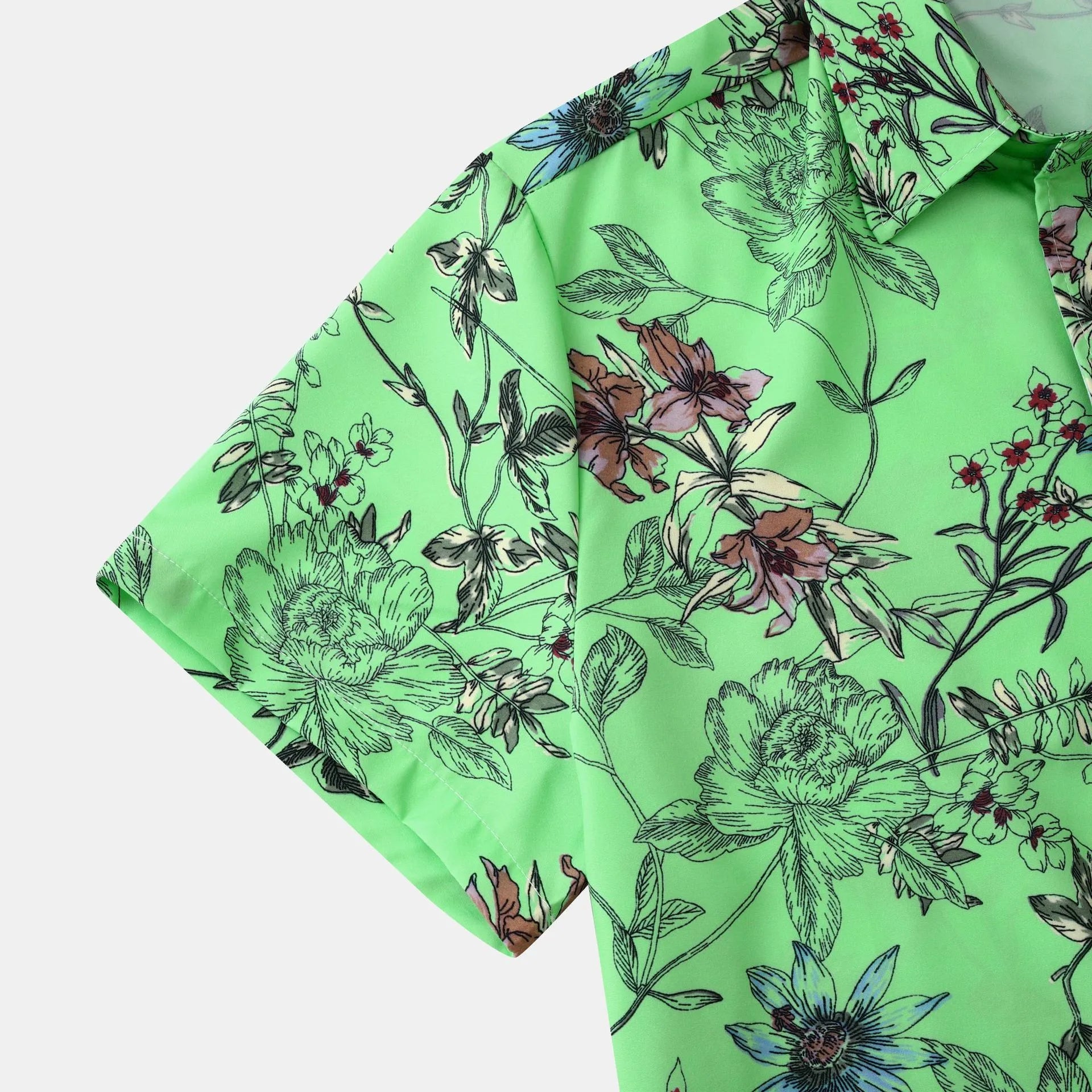 Men's Plus Size Floral Print Short Sleeve Button Down Casual Shirt | Tampa Bay Discounts