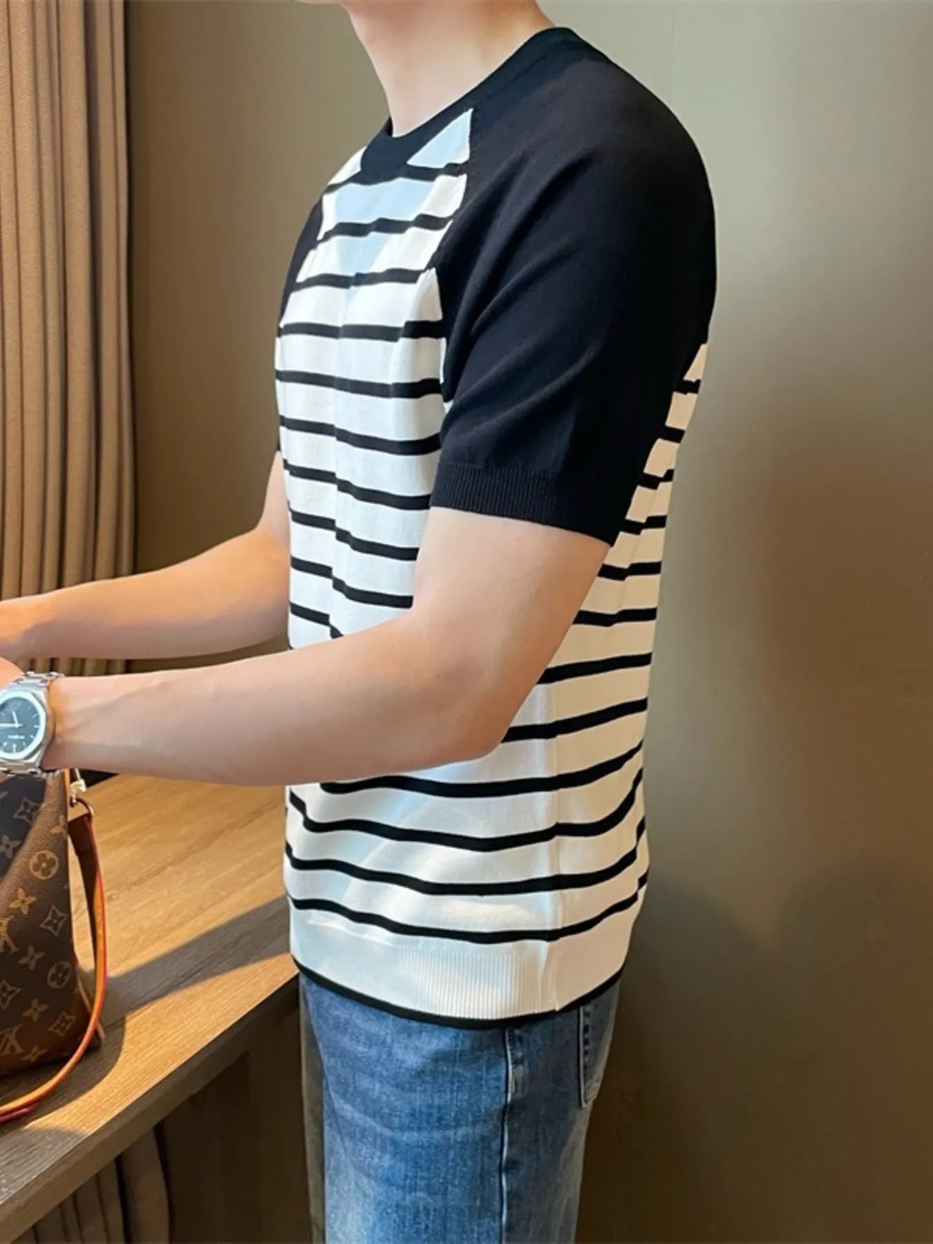Men's Striped T-Shirt with Raglan Sleeves | Tampa Bay Discounts