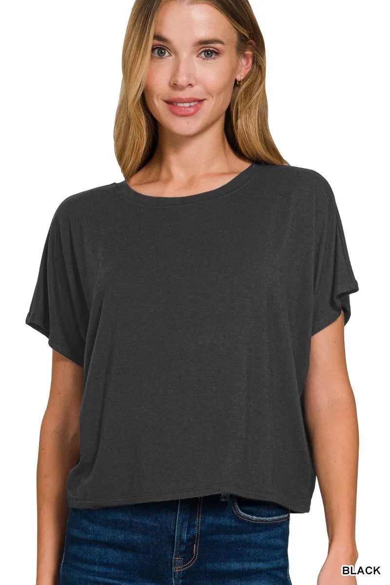 zenana-round-neck-short-sleeve-cropped-t-shirt-1 image 1