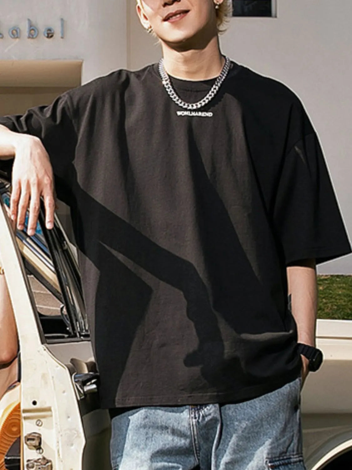 Men's Letter Back Round Neck Half Sleeve T-Shirt | Tampa Bay Discounts