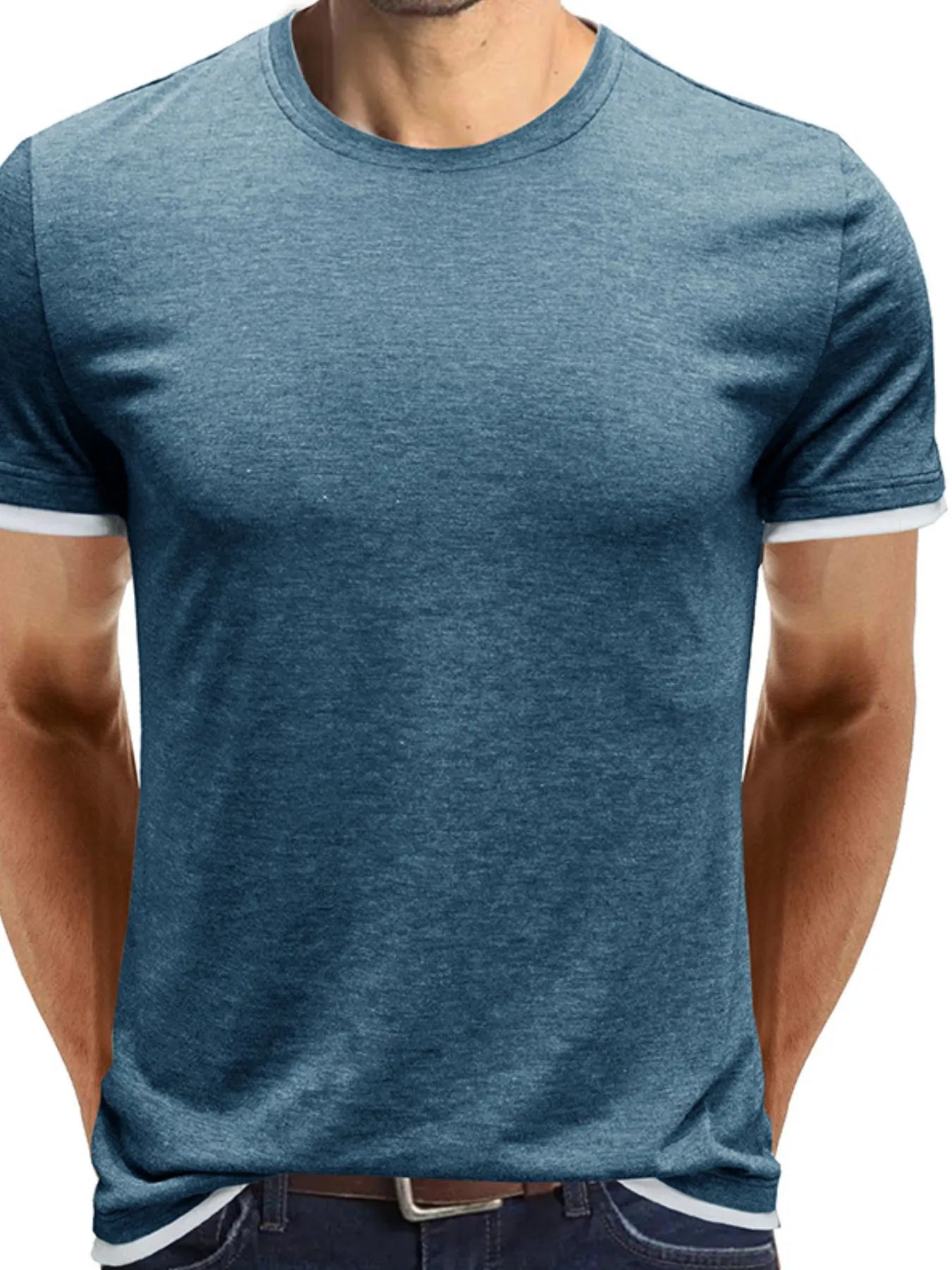 Men‘s Classic Contrast Trim Crew Neck T-Shirt | Tampa Bay Discounts
