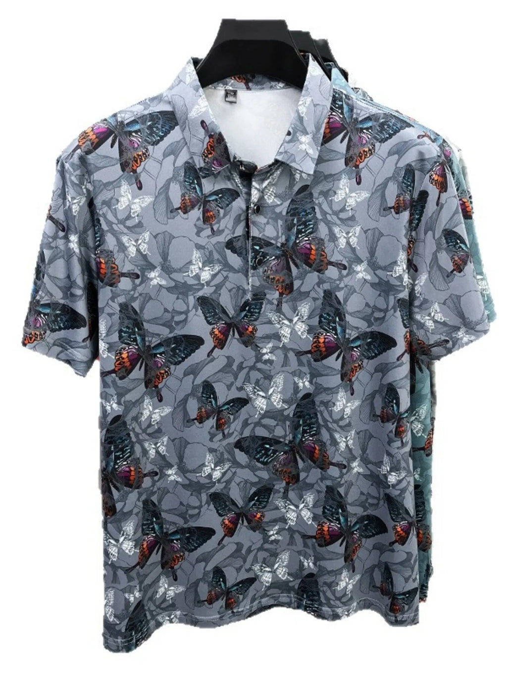 Men's Plus Size Butterfly Print Short Sleeve Polo | Tampa Bay Discounts