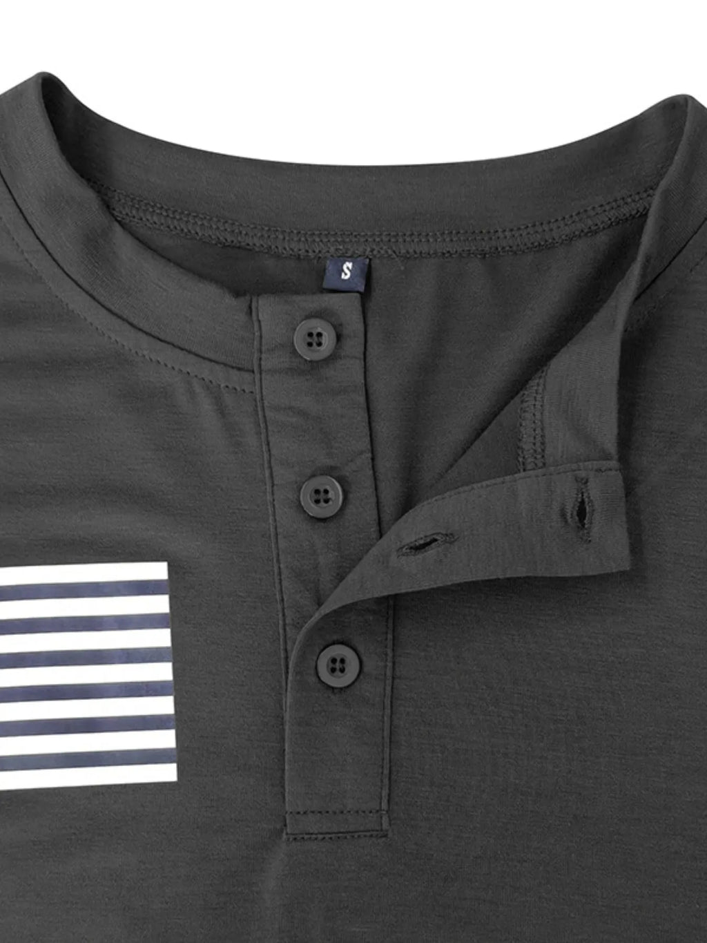 Men's American Flag Short Sleeve Henley Top | Tampa Bay Discounts