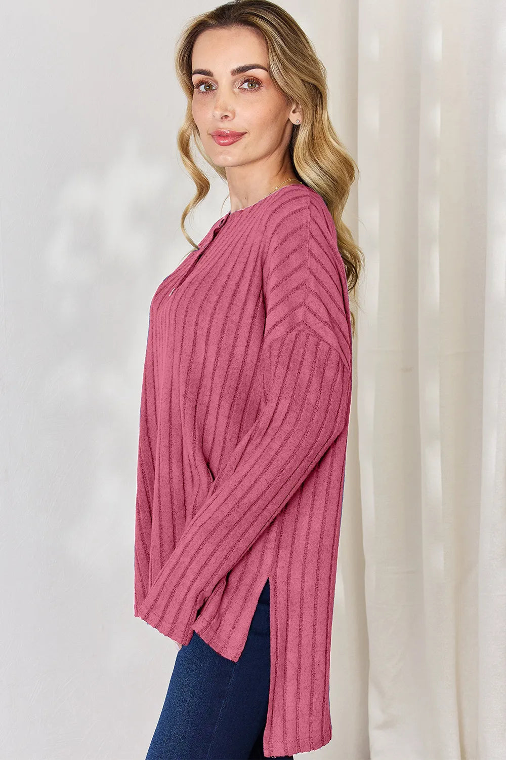 basic-bae-full-size-ribbed-half-button-long-sleeve-high-low-t-shirt image 17