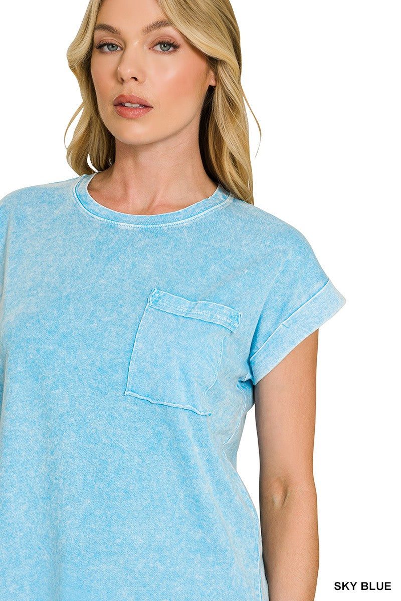 zenana-halo-snow-washed-cuffed-short-sleeve-tee-3 image 6