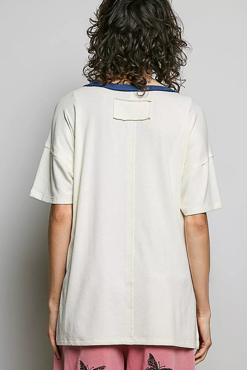 pol-american-flag-color-block-side-slit-cotton-top image 3