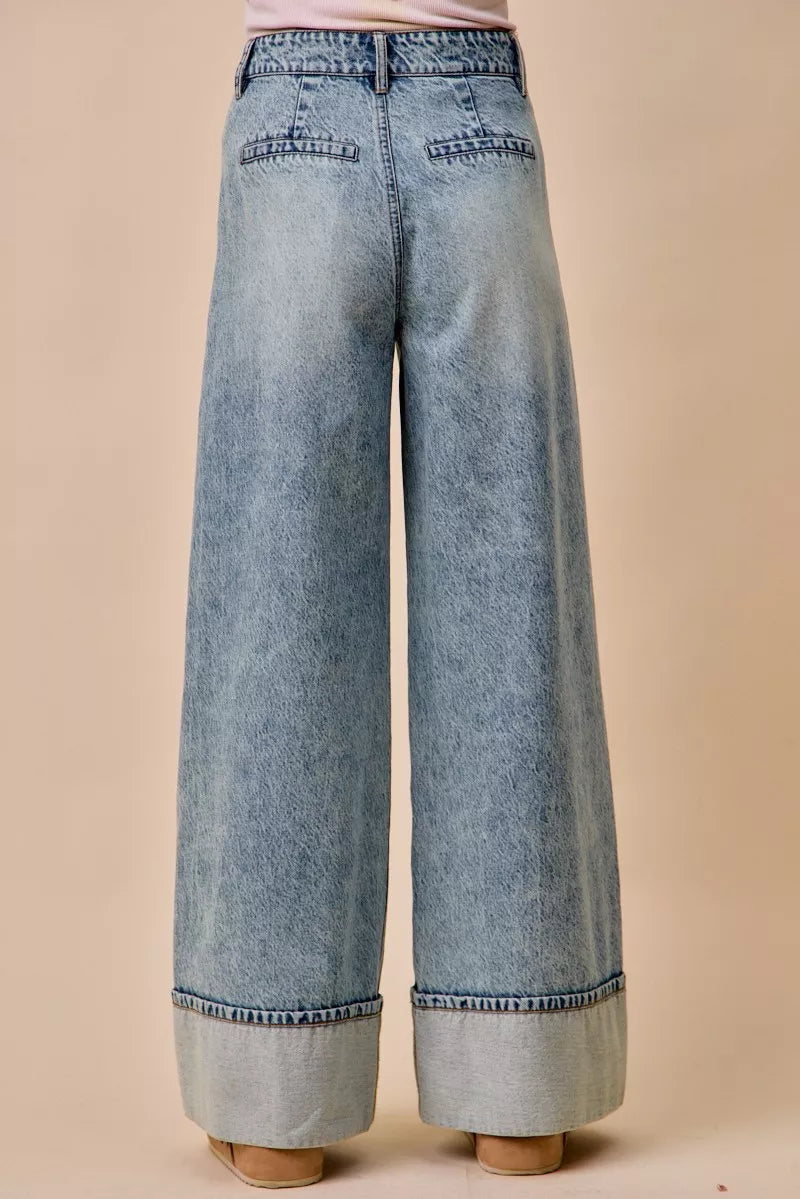 so-me-mid-rise-plated-wid-leg-denim-jean Image 4