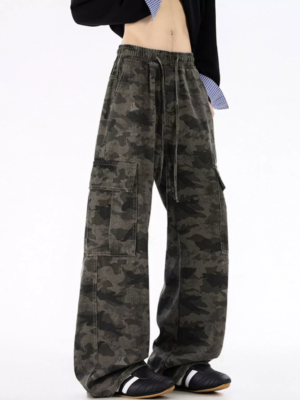 Men's Plus Size Drawstring Camouflage Wide Leg Pants | Tampa Bay Discounts