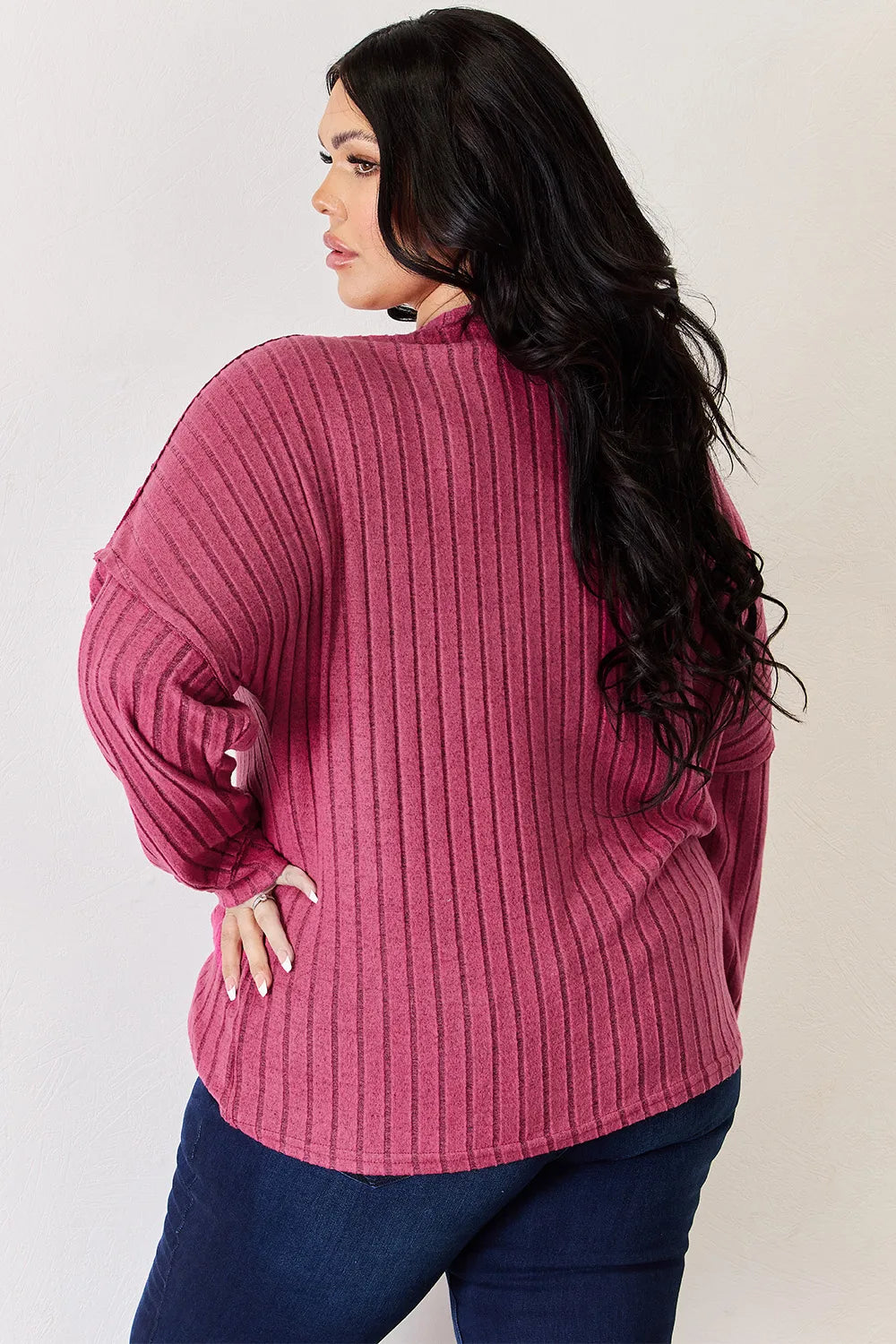 basic-bae-full-size-ribbed-half-button-long-sleeve-high-low-t-shirt image 22