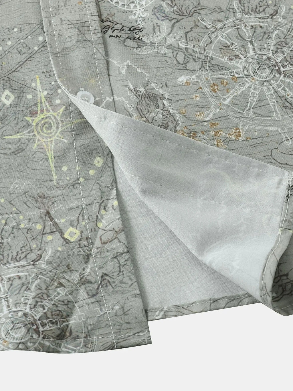 Men's Vintage Map Print Short Sleeve Button Down Shirt | Tampa Bay Discounts