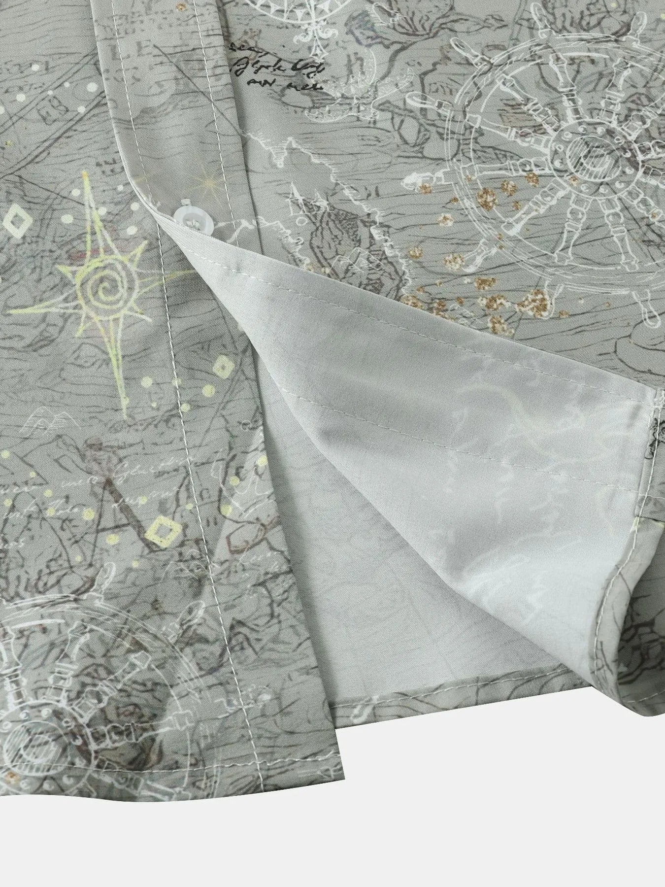 Men's Vintage Map Print Short Sleeve Button Down Shirt | Tampa Bay Discounts