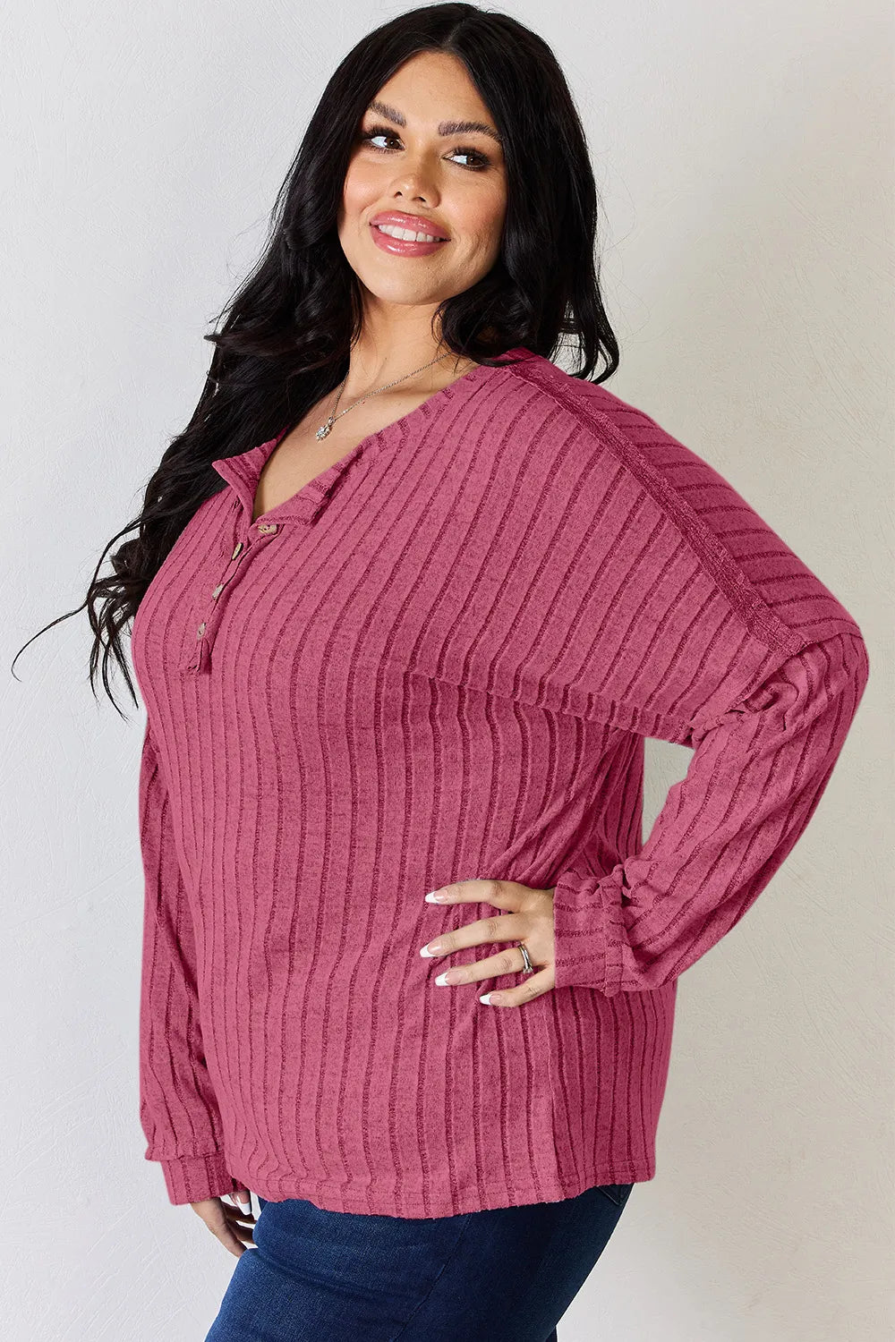 basic-bae-full-size-ribbed-half-button-long-sleeve-t-shirt image 16