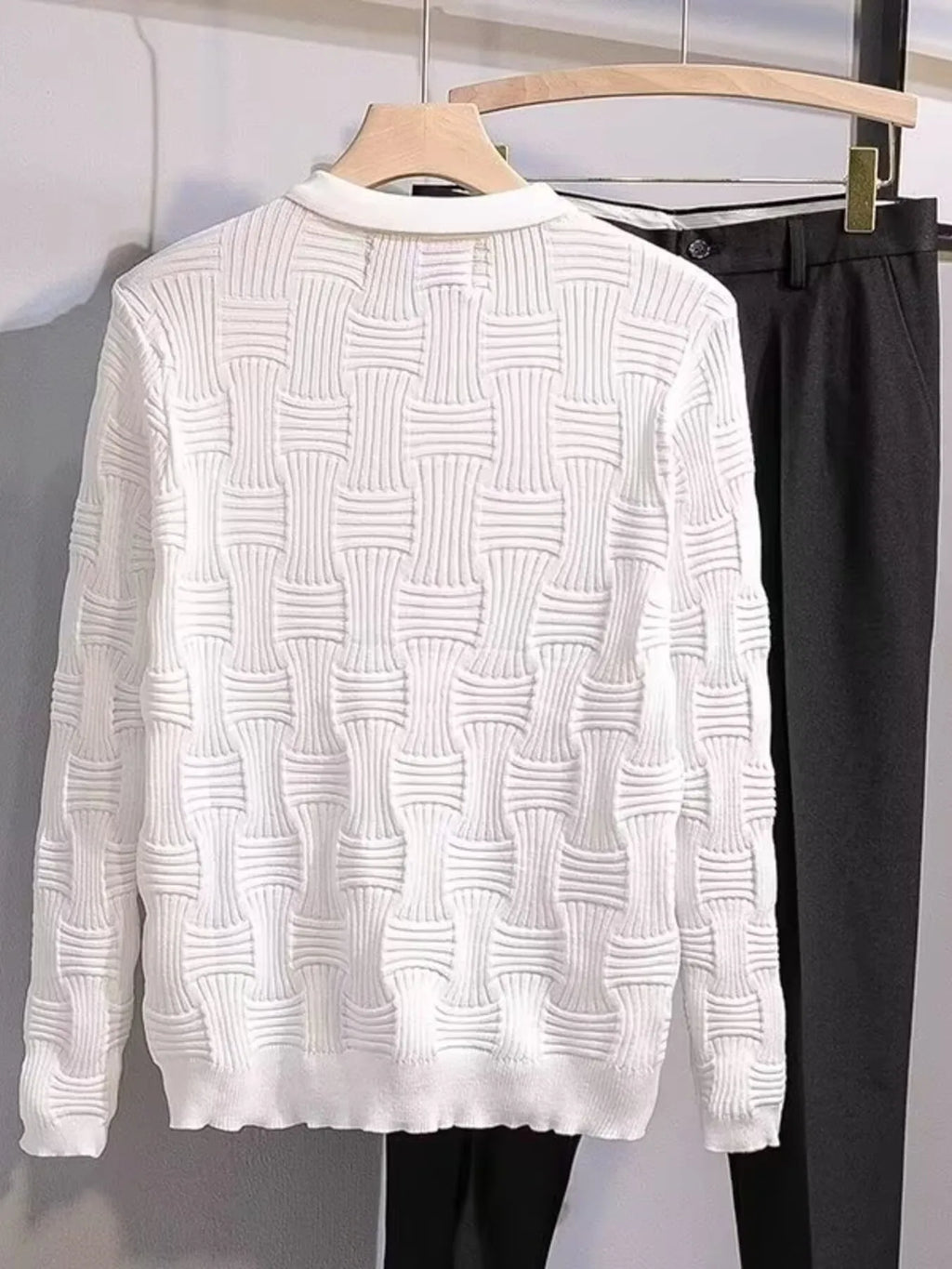 Men's Plus Size Textured Knit Polo Knit Top | Tampa Bay Discounts