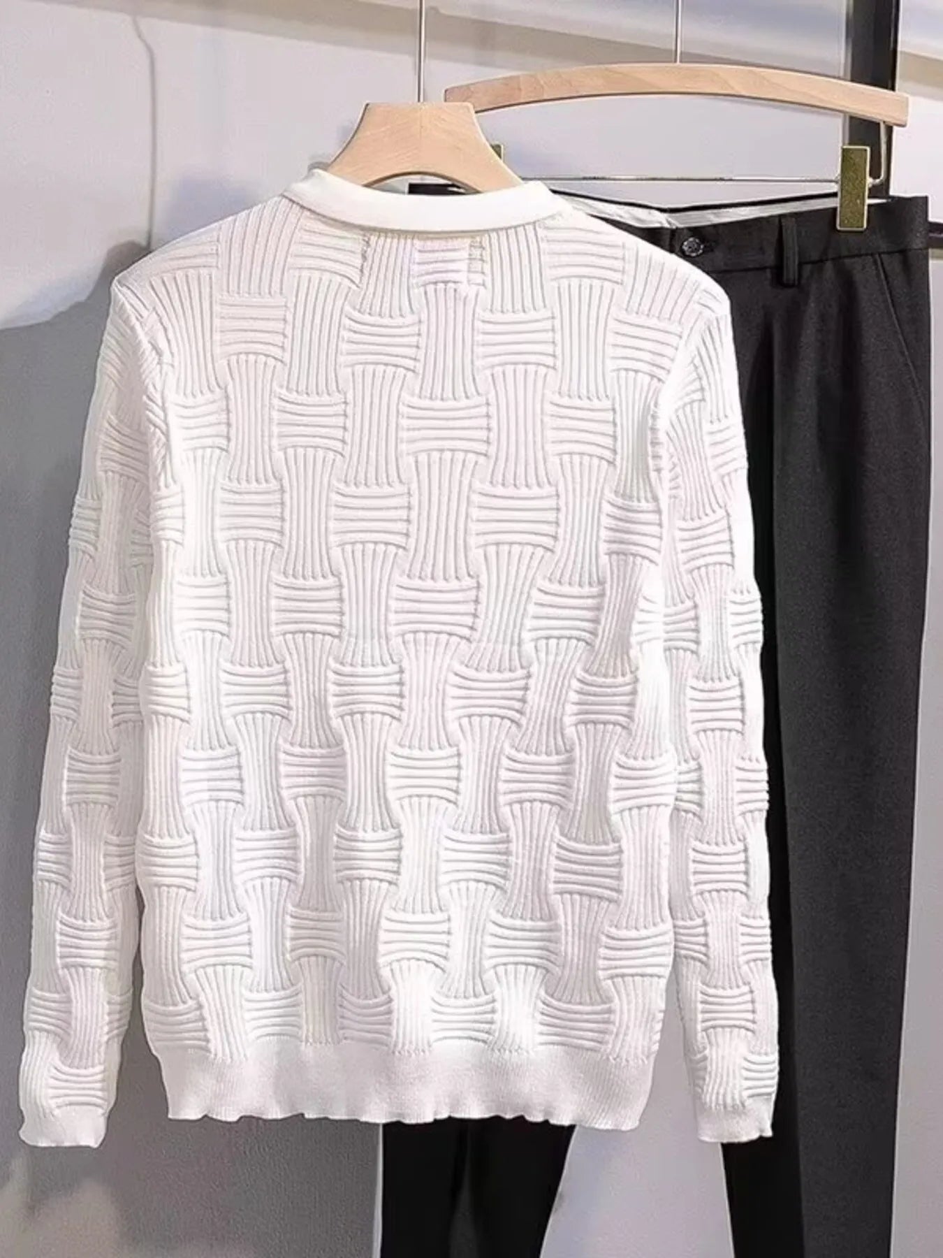 Men's Plus Size Textured Knit Polo Knit Top | Tampa Bay Discounts