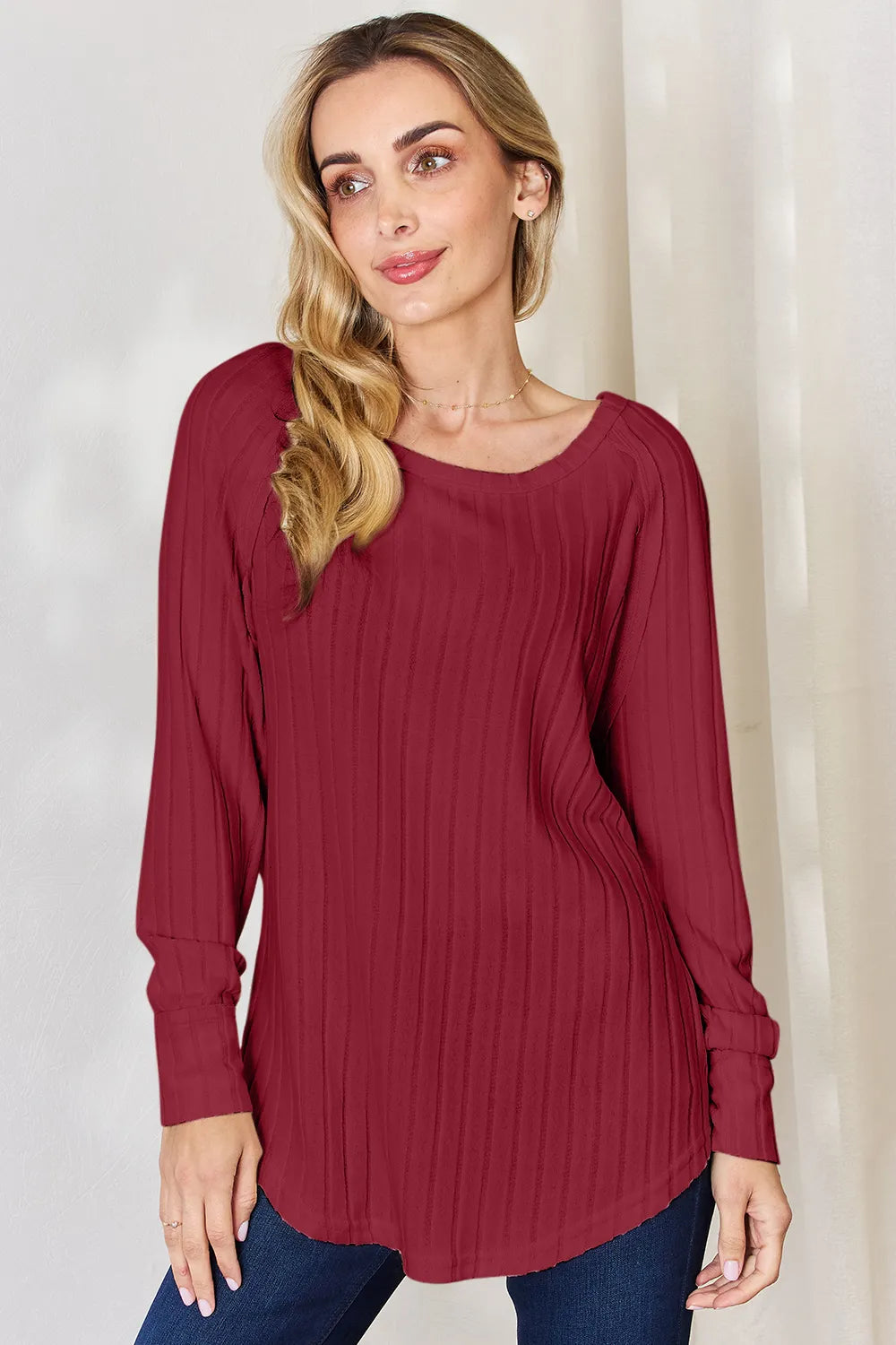 basic-bae-full-size-ribbed-round-neck-slit-t-shirt image 15