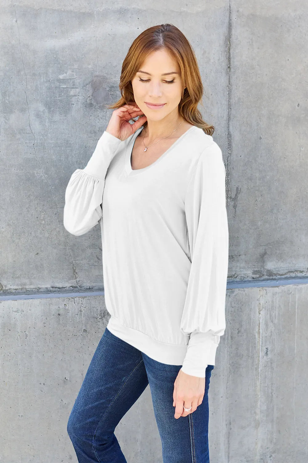 basic-bae-full-size-v-neck-lantern-sleeve-top image 25
